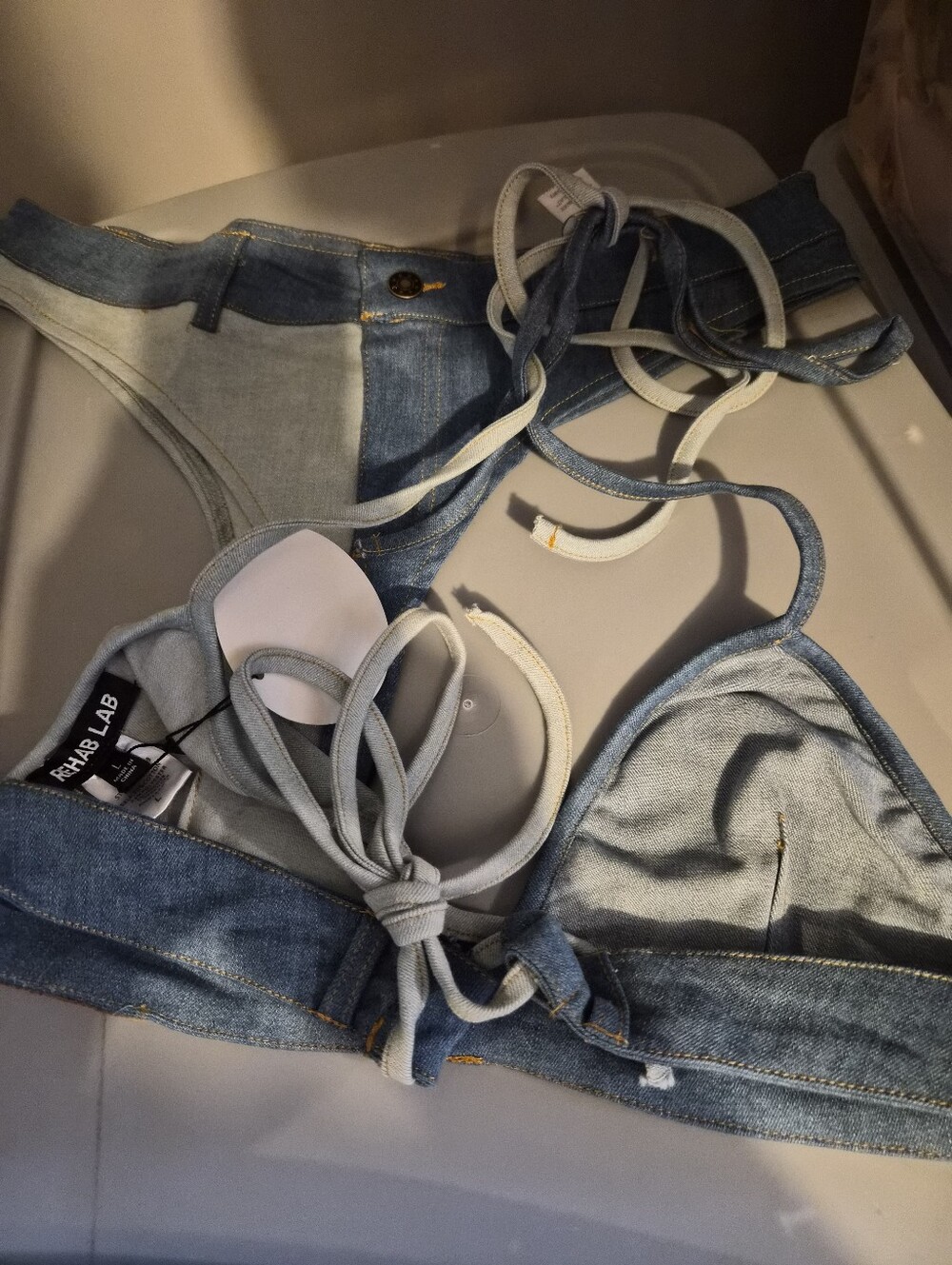 REHAB LAB Pool Side Denim Bikini Set - Picture 12 of 15